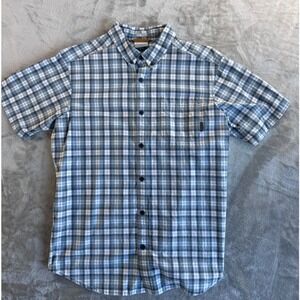 Columbia Plaid Button Up Shirt Mens Medium Blue Outdoor Gorpcore Dadcore